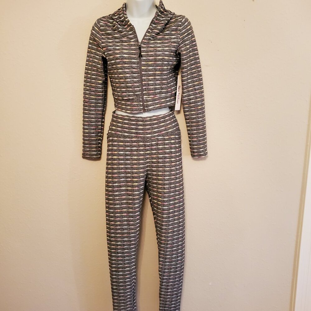 NWT New Fashion Two-Piece Honeycomb Active Bun Sculp Seam Leggings, Size S/M. - Picture 6 of 12